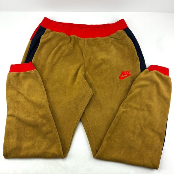 Nike Sportswear Retro Fleece Jogger Pant Pockets Colorblock Gold Bronze Black - Picture 2 of 15